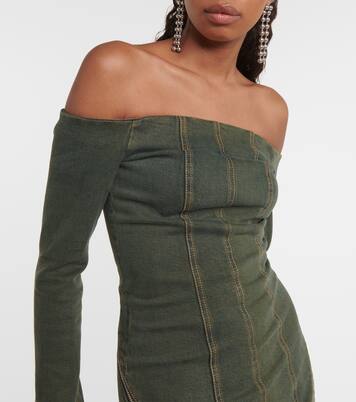 Miniabito di jeans con scollo bardot | Blumarine