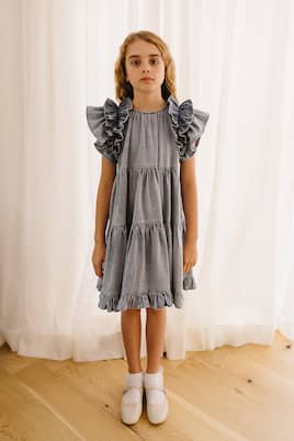 Ruffled cotton chambray dress | Petite Amalie  