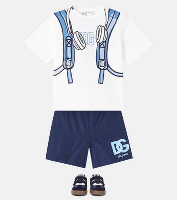 DG suede-trimmed sneakers | Dolce&Gabbana Kids