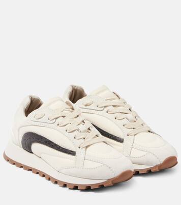Monili suede-trimmed sneakers | Brunello Cucinelli