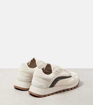 Monili suede-trimmed sneakers | Brunello Cucinelli