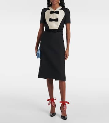 فستان ميدي مزيّن ببابيون من Crepe Couture | Valentino