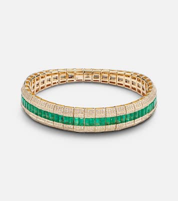 Scales 18kt gold bracelet with diamonds and emeralds | Shay Jewelry