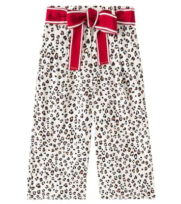 Leopard-print cotton-blend pants | Monnalisa