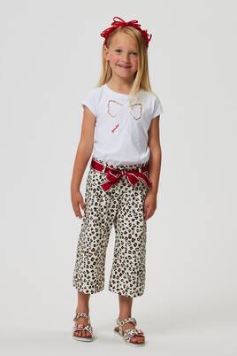 Leopard-print cotton-blend pants | Monnalisa