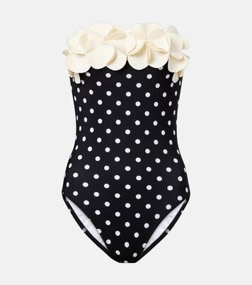 Floral-appliqué polka-dot swimsuit | Karla Colletto