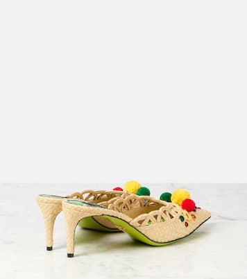 Pointy 60 embellished raffia mules | Dolce&Gabbana
