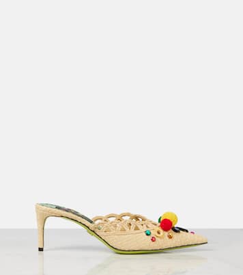 Pointy 60 embellished raffia mules | Dolce&Gabbana