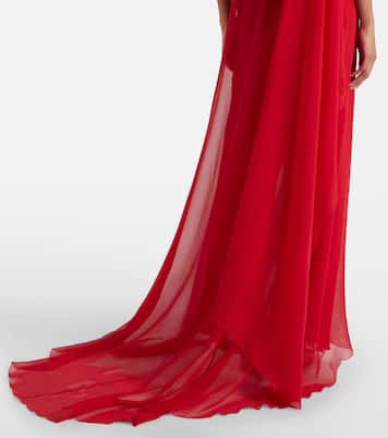 Robe longue asymétrique en georgette de soie | Blumarine