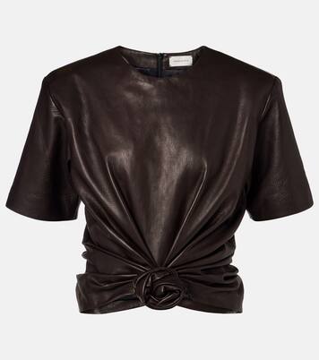 Knot-detail leather T-shirt | Magda Butrym