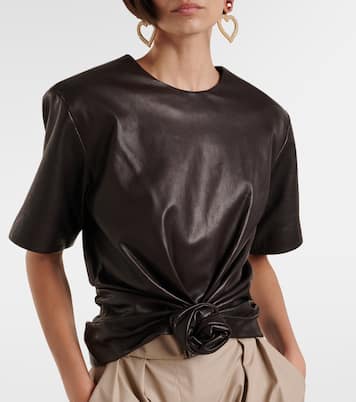 Knot-detail leather T-shirt | Magda Butrym
