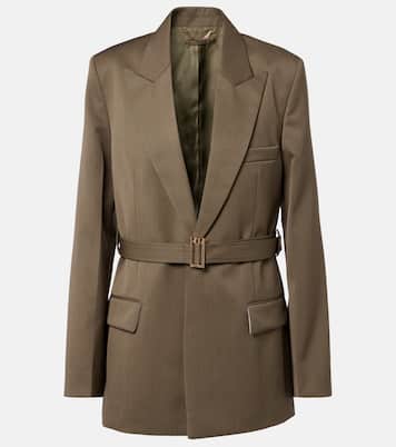 Belted wool-blend blazer | Victoria Beckham