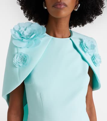 Lennox floral-appliqué caped crêpe gown | Safiyaa