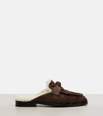 Slippers Astaire aus Veloursleder mit Shearling | Bottega Veneta