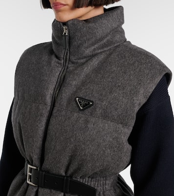 Belted virgin wool down vest | Prada