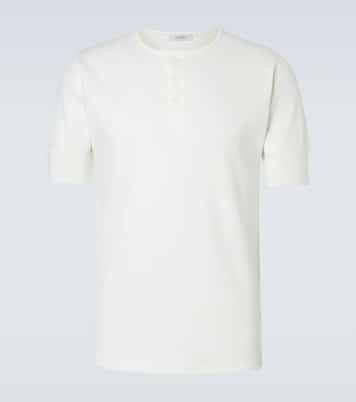 Cotton and linen jersey Henley shirt | Lemaire