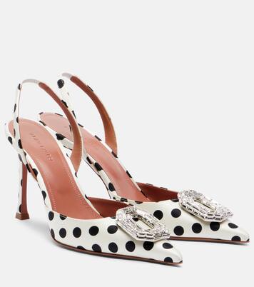 Camelia polka-dot satin slingback pumps | Amina Muaddi