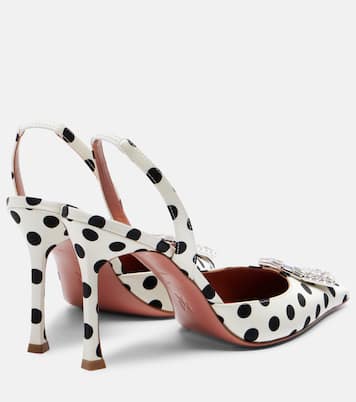 Camelia polka-dot satin slingback pumps | Amina Muaddi