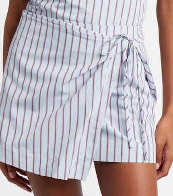 Pinstripe cotton-blend wrap skirt | SIR