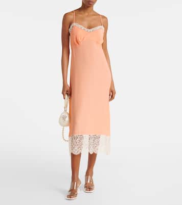 Slipdress aus Crêpe de Chine und Spitze | Simone Rocha