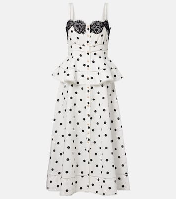 Polka-dot linen and cotton midi dress | Self-Portrait