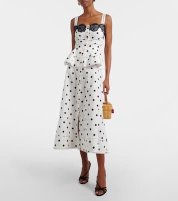 Polka-dot linen and cotton midi dress | Self-Portrait