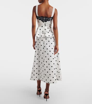 Polka-dot linen and cotton midi dress | Self-Portrait