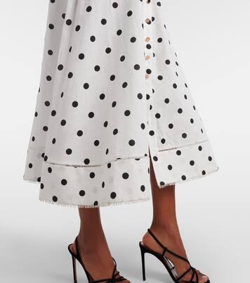 Polka-dot linen and cotton midi dress | Self-Portrait
