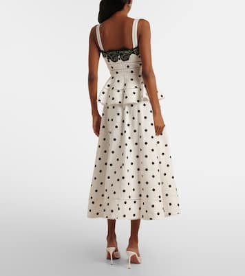 Abito midi in lino e cotone a pois | Self-Portrait