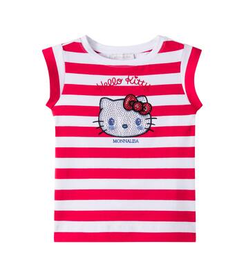 x Hello Kitty striped cotton-blend T-shirt | Monnalisa