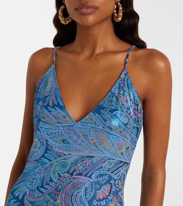 Paisley asymmetric ruffled midi dress | Etro