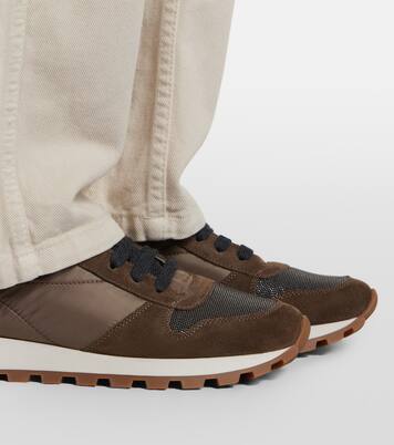 Monili suede-trimmed sneakers | Brunello Cucinelli
