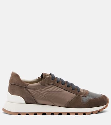 Monili suede-trimmed sneakers | Brunello Cucinelli