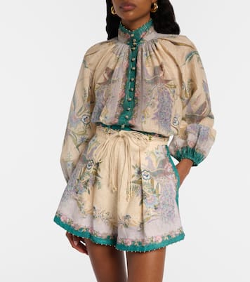 Blusa Indra in misto cotone e seta con stampa | Zimmermann