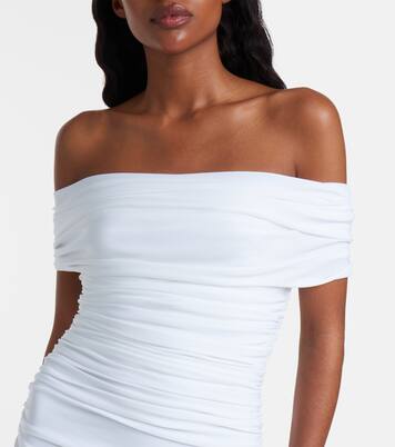 Ruched off-shoulder midi dress | Norma Kamali