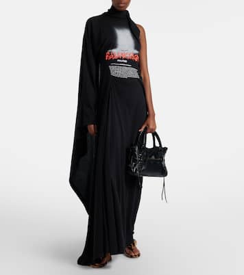 Logo caped cotton jersey maxi dress | Balenciaga
