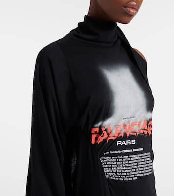 Logo caped cotton jersey maxi dress | Balenciaga