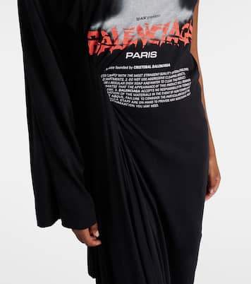 Logo caped cotton jersey maxi dress | Balenciaga