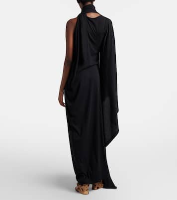 Logo caped cotton jersey maxi dress | Balenciaga