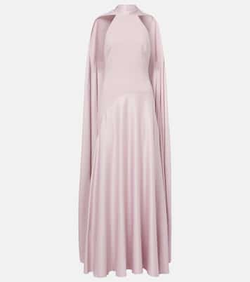 Cece halterneck crêpe and satin gown | Solace London