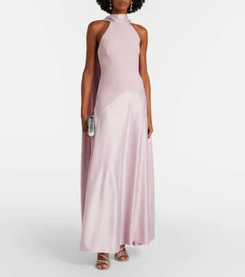 Cece halterneck crêpe and satin gown | Solace London