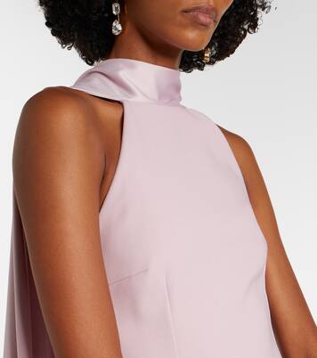 Cece halterneck crêpe and satin gown | Solace London