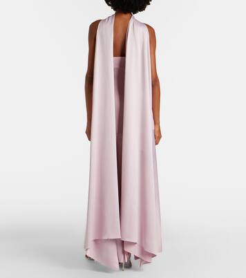 Cece halterneck crêpe and satin gown | Solace London