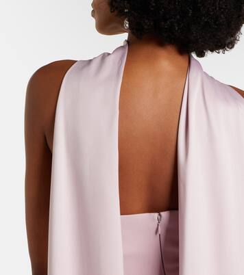Cece halterneck crêpe and satin gown | Solace London