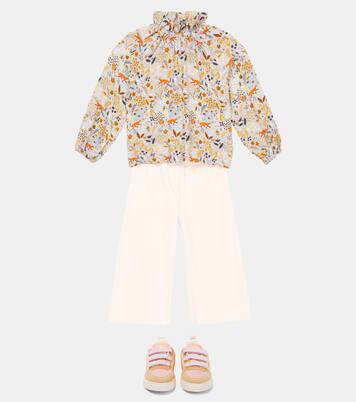 Ruffle-trimmed printed blouse | Il Gufo