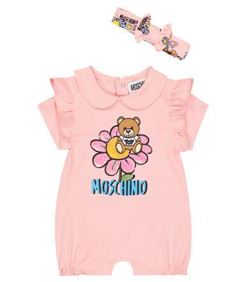 Baby cotton-blend bodysuit and headband set | Moschino Kids
