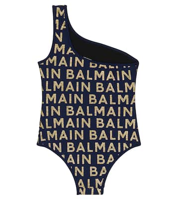 Logo one-shoulder swimsuit | Balmain Kids