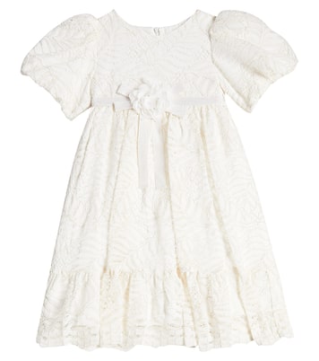 Floral-appliqué gathered lace dress | Patachou