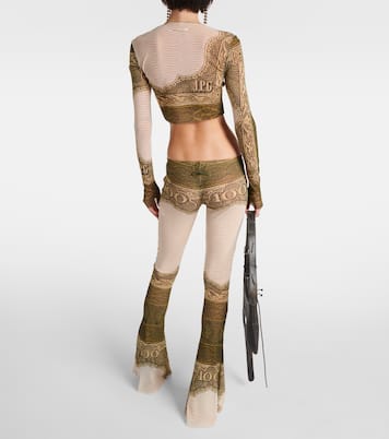 Bedrucktes Cropped-Top aus Mesh | Jean Paul Gaultier