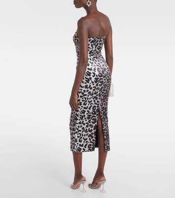 Robe midi en velours à motif léopard | Alex Perry